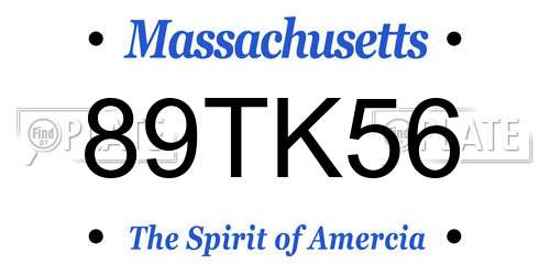 89TK56 Massachusetts License Plate