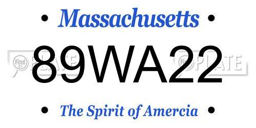 89WA22 Massachusetts License Plate