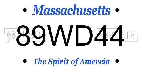 89WD44 Massachusetts License Plate
