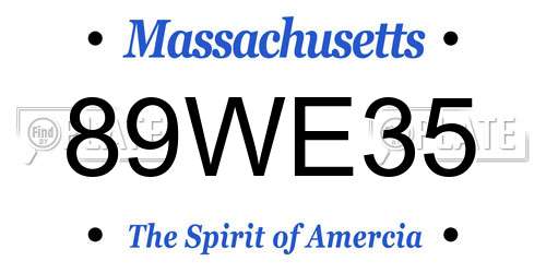 89WE35 Massachusetts License Plate