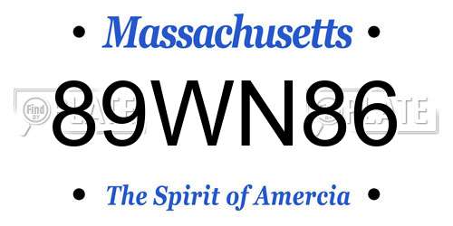 89WN86 Massachusetts License Plate