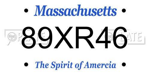 89XR46 Massachusetts License Plate