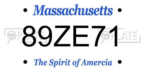 89ZE71 Massachusetts License Plate