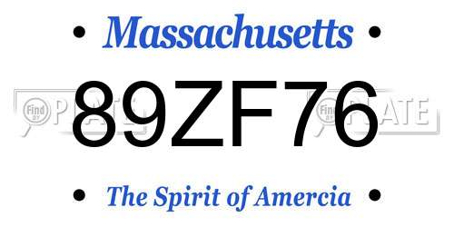 89ZF76 Massachusetts License Plate