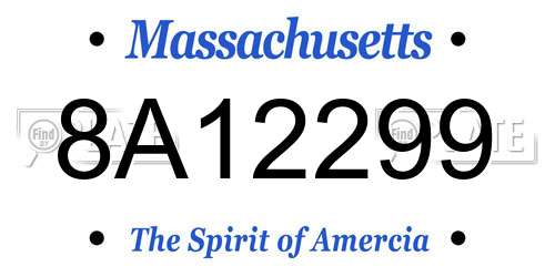 8A12299 Massachusetts License Plate