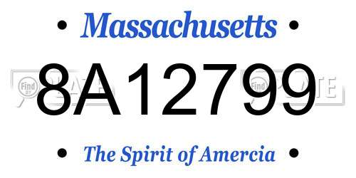 8A12799 Massachusetts License Plate