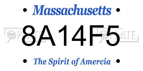 8A14F5 Massachusetts License Plate