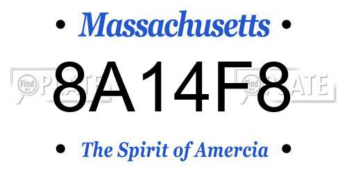 8A14F8 Massachusetts License Plate