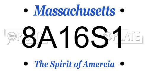 8A16S1 Massachusetts License Plate