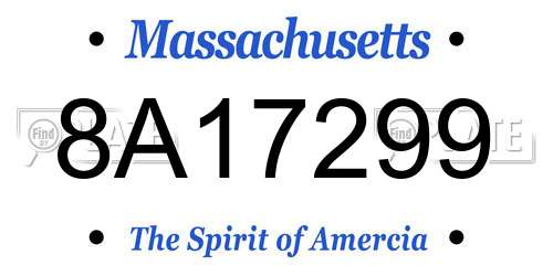 8A17299 Massachusetts License Plate