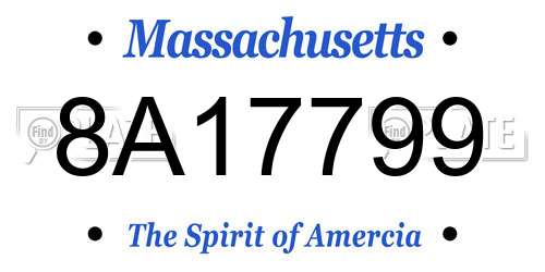 8A17799 Massachusetts License Plate