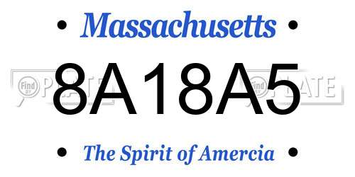 8A18A5 Massachusetts License Plate