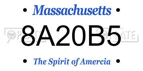 8A20B5 Massachusetts License Plate