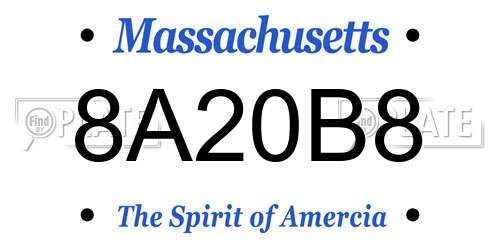 8A20B8 Massachusetts License Plate