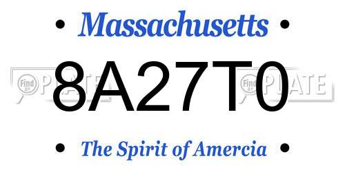 8A27T0 Massachusetts License Plate