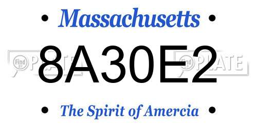 8A30E2 Massachusetts License Plate