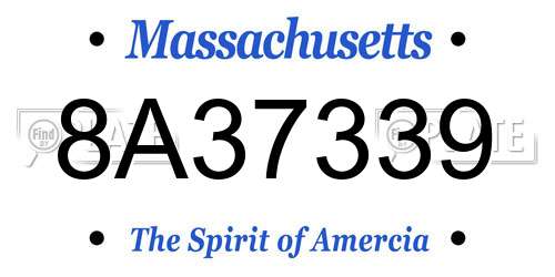 8A37339 Massachusetts License Plate