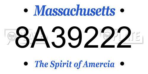 8A39222 Massachusetts License Plate