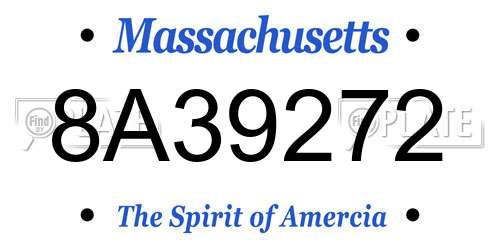 8A39272 Massachusetts License Plate