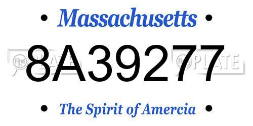8A39277 Massachusetts License Plate