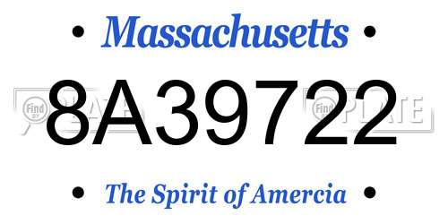 8A39722 Massachusetts License Plate