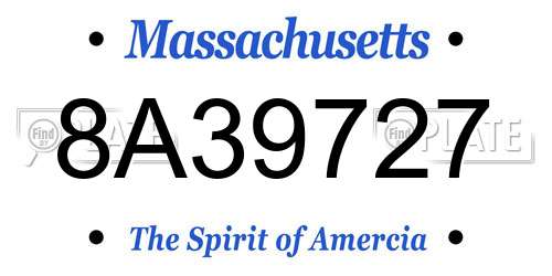 8A39727 Massachusetts License Plate