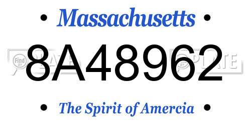 8A48962 Massachusetts License Plate