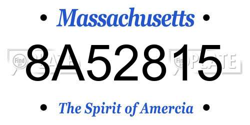 8A52815 Massachusetts License Plate