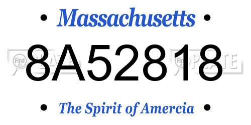 8A52818 Massachusetts License Plate