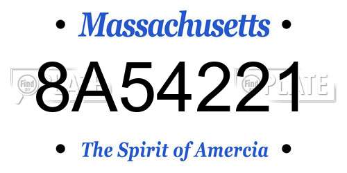 8A54221 Massachusetts License Plate