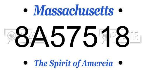 8A57518 Massachusetts License Plate