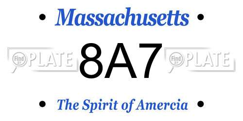 8A7 Massachusetts License Plate