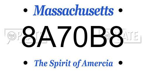 8A70B8 Massachusetts License Plate