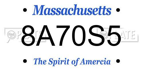 8A70S5 Massachusetts License Plate