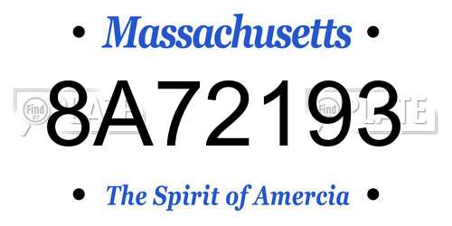 8A72193 Massachusetts License Plate