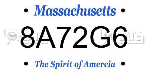 8A72G6 Massachusetts License Plate