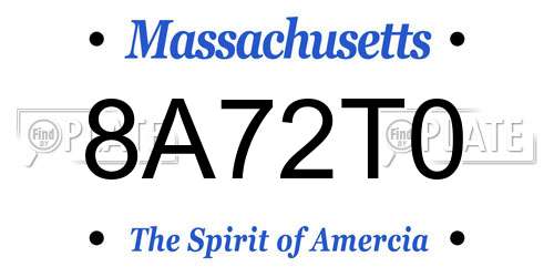 8A72T0 Massachusetts License Plate