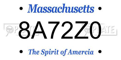 8A72Z0 Massachusetts License Plate