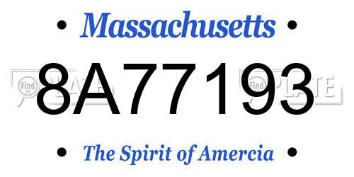 8A77193 Massachusetts License Plate