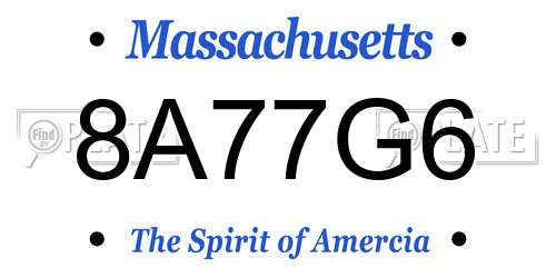 8A77G6 Massachusetts License Plate