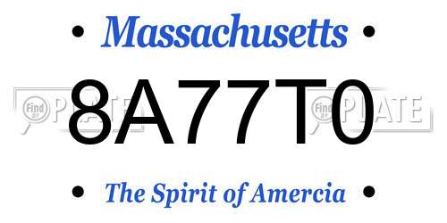 8A77T0 Massachusetts License Plate
