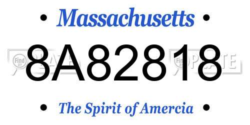 8A82818 Massachusetts License Plate