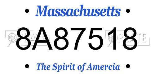 8A87518 Massachusetts License Plate
