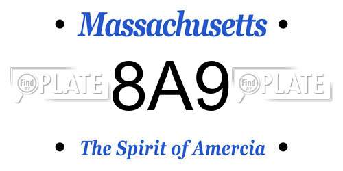 8A9 Massachusetts License Plate