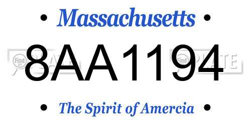 8AA1194 Massachusetts License Plate