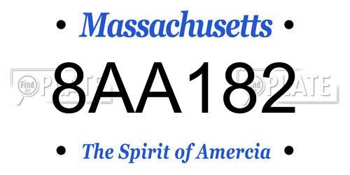 8AA182 Massachusetts License Plate