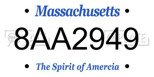 8AA2949 Massachusetts License Plate