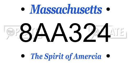 8AA324 Massachusetts License Plate