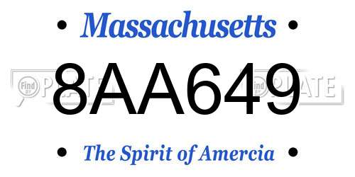 8AA649 Massachusetts License Plate