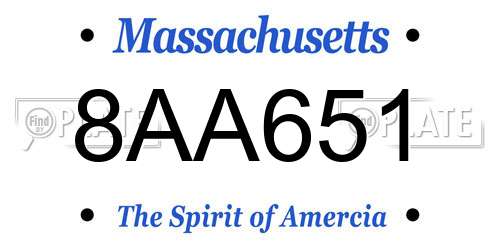 8AA651 Massachusetts License Plate